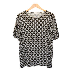 Croft & Barrow The Classic Tee Womens Size 2X Black Floral Print Short Sleeve